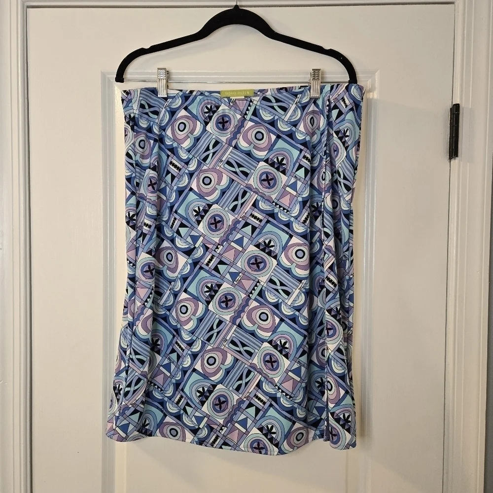 Sigrid Olsen Below Knee Multicolor Maxi Skirt Size L With Front Slit